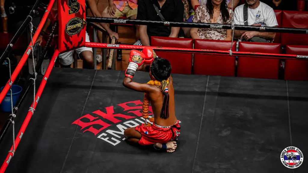 Wai Kru ritual before a Muay Thai fight in Patong